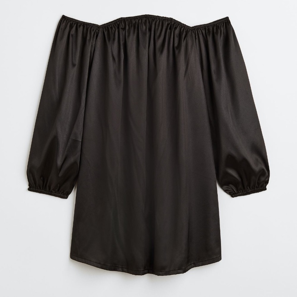 NWT Divided by H&M black, off the shoulder satin dress, Sz. Medium.